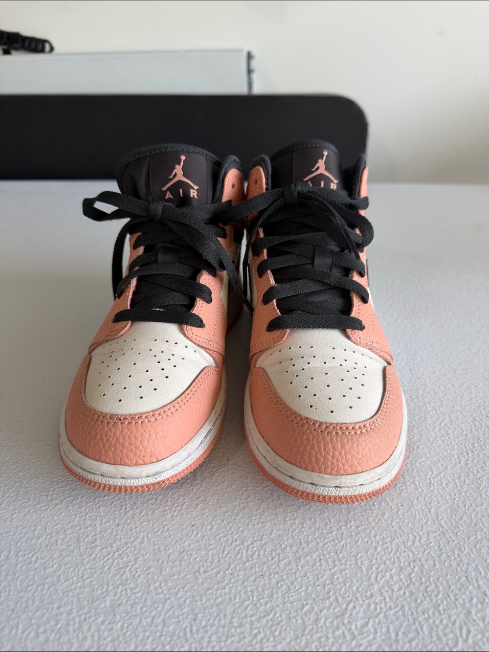 Jordan Kids Peach and White High-Top Sneakers